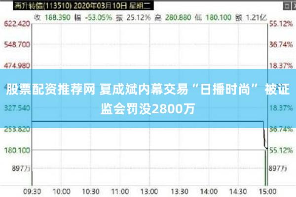 股票配资推荐网 夏成斌内幕交易“日播时尚” 被证监会罚没2800万