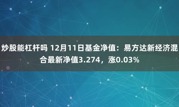 炒股能杠杆吗 12月11日基金净值：易方达新经济混合最新净值3.274，涨0.03%