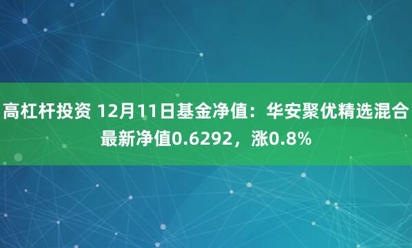 高杠杆投资 12月11日基金净值：华安聚优精选混合最新净值0.6292，涨0.8%