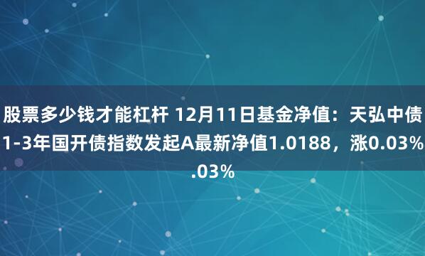 股票多少钱才能杠杆 12月11日基金净值：天弘中债1-3年国开债指数发起A最新净值1.0188，涨0.03%