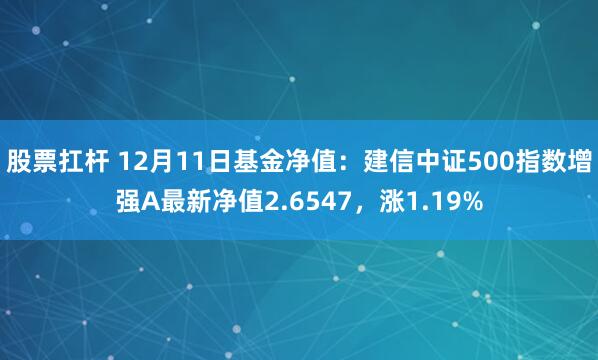 股票扛杆 12月11日基金净值：建信中证500指数增强A最新净值2.6547，涨1.19%