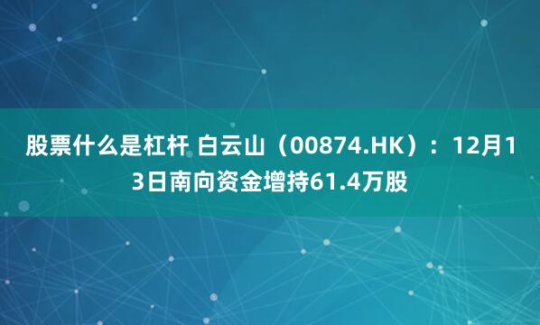 股票什么是杠杆 白云山（00874.HK）：12月13日南向资金增持61.4万股