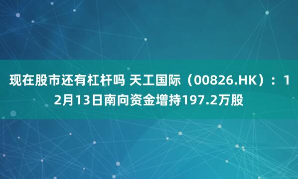 现在股市还有杠杆吗 天工国际（00826.HK）：12月13日南向资金增持197.2万股