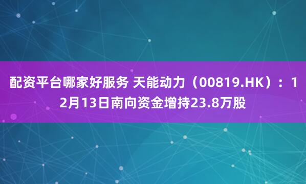 配资平台哪家好服务 天能动力（00819.HK）：12月13日南向资金增持23.8万股