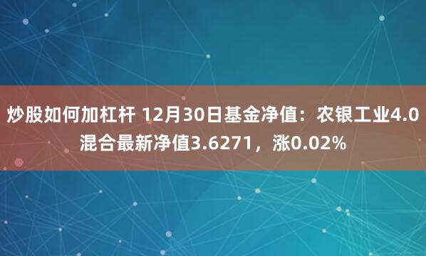 炒股如何加杠杆 12月30日基金净值：农银工业4.0混合最新净值3.6271，涨0.02%